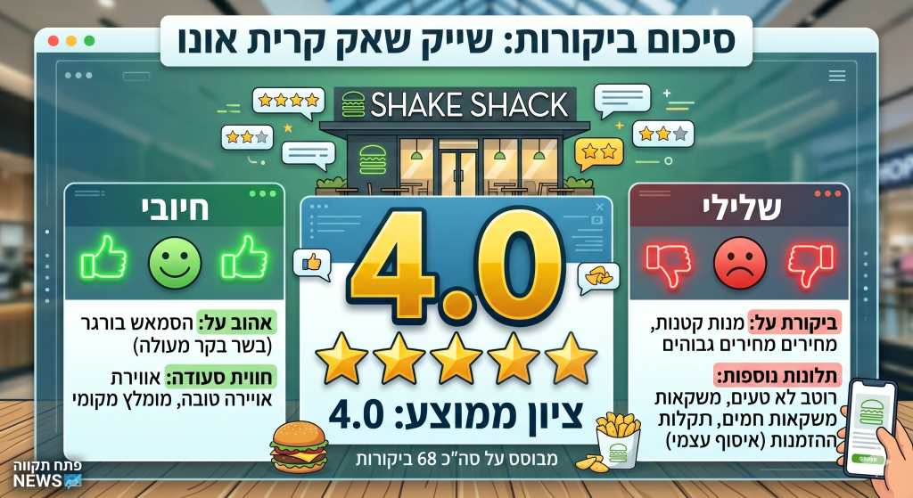 סיכום הביקורות בשייק שאק קרית אונו